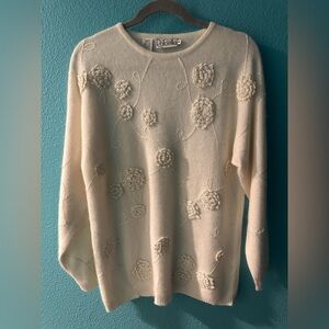 Rafaella Cream Textured Floral Sweater